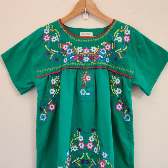 YZXDORWJ Peasant Top XL Embroidered Floral Boho Artsy Mexican Artsy Cotton - Picture 3 of 16